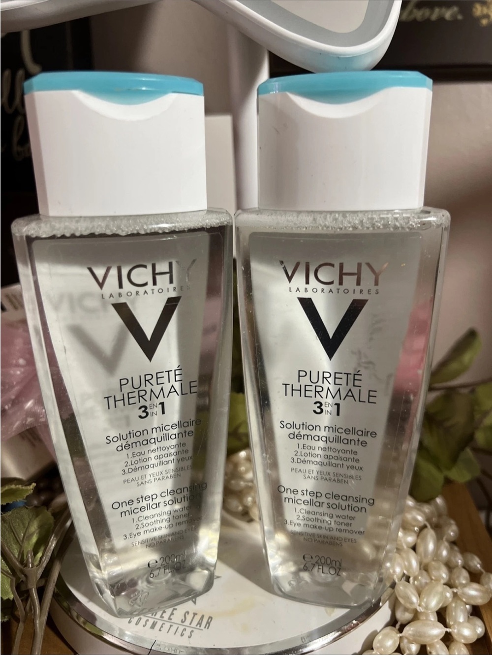 2 Vichy Pureté Thermale 3-in-1 Micellar Cleansing Solution - 6.7 Oz x 2 = 13.4